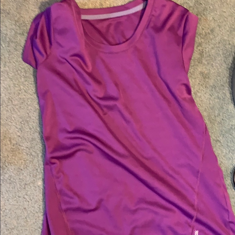 purple running shirt